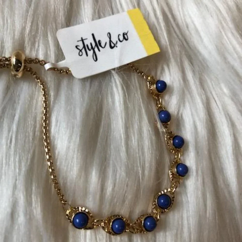Style & Co Blue Bead Slider Bracelet